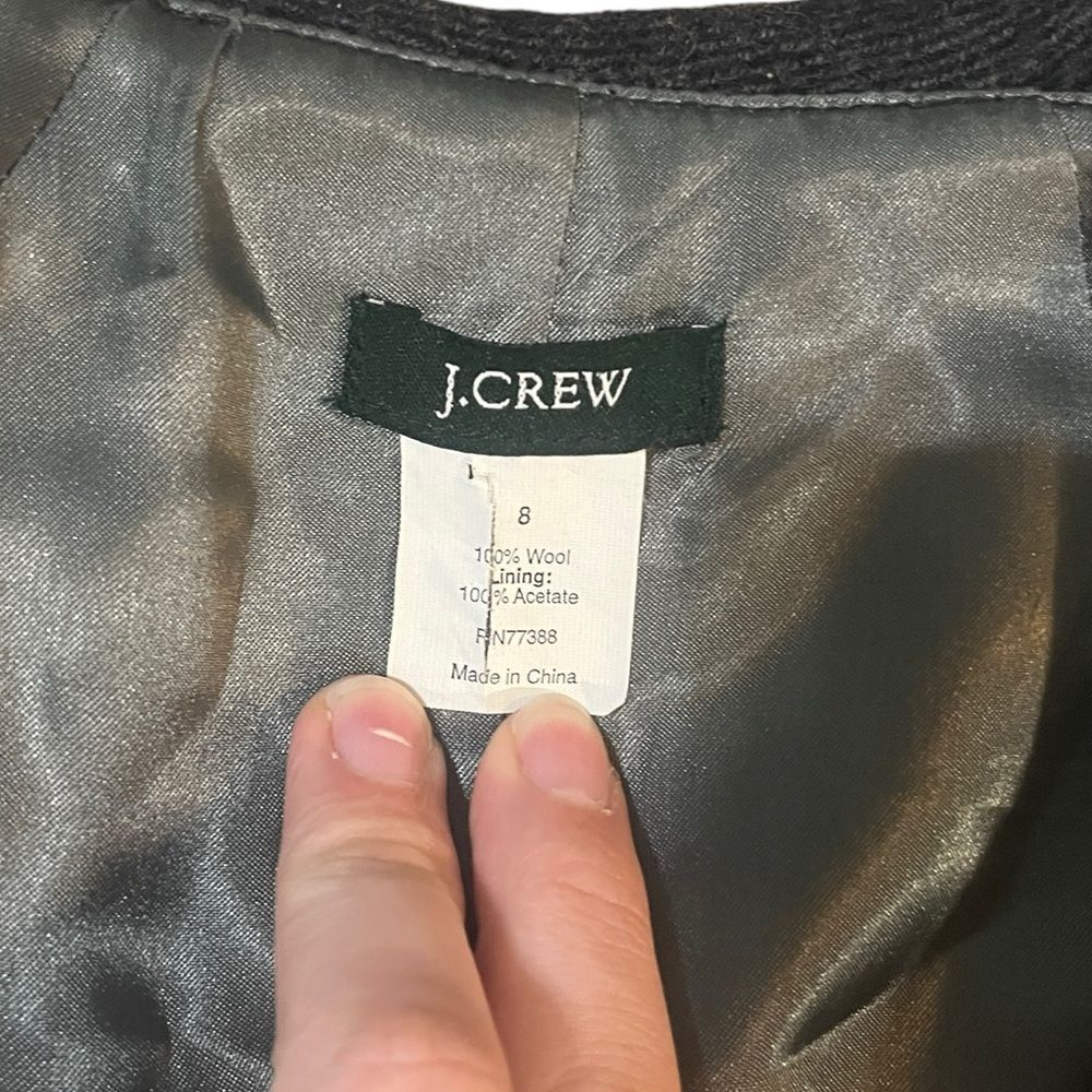 J Crew 100% Wool Blazer Ruffle Edge Gray Womens 8 - Picture 4 of 7